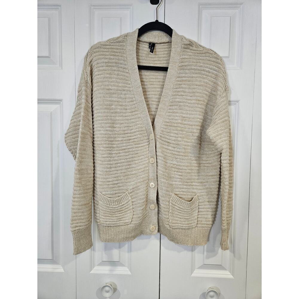 Maurices Medium Silver Thread Accent Button Down Relaxed Fit Cardigan